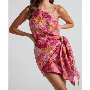 Brailey mini dress from ShowPo. One shoulder wrap front.